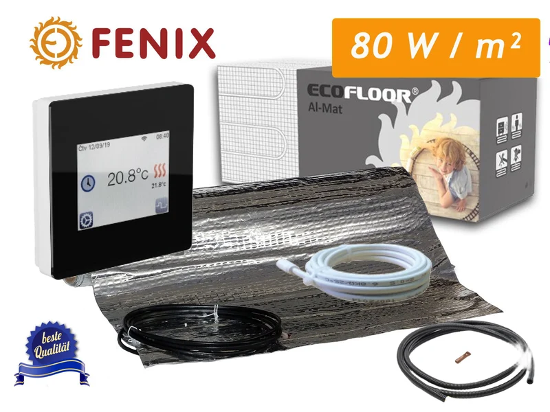 Montageset - Thermostat Fenix TFT - WIFI mit AL-MAT 80 W/m² für Laminat / Klickvinyl