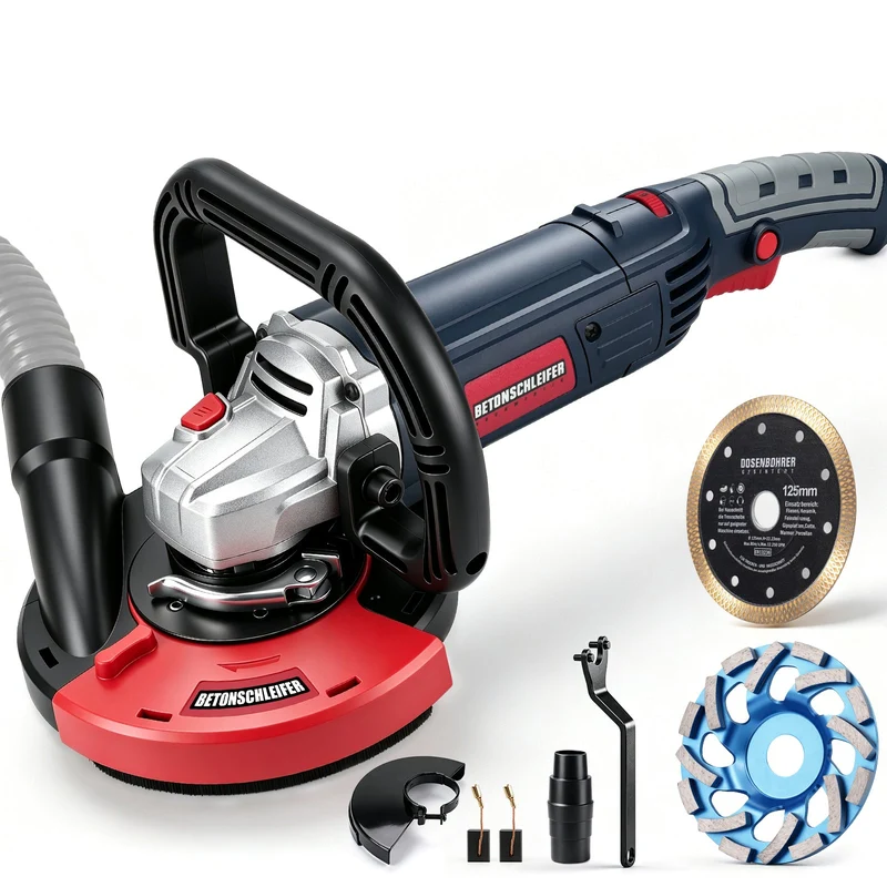 XIIW Winkelschleifer 2100W, 125 mm, 3000–9000 U/min, mit Staubabsaugung & Diamant-Schleiftopf